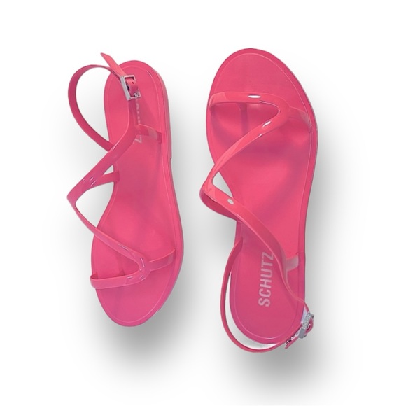 SCHUTZ Hot Pink Jelly Sandals with Silver Tone hardware NEW WITH TAGS SZ 7 - Picture 10 of 14
